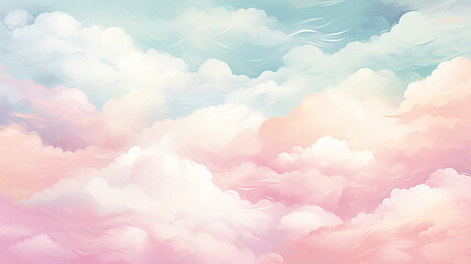 watercolor light soft color clouds background in the style of drawing cartoon pink and blue gradient