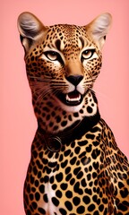 Naklejka premium portrait of a leopard. generative ai.