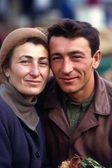 portrait of a couple at an open air market