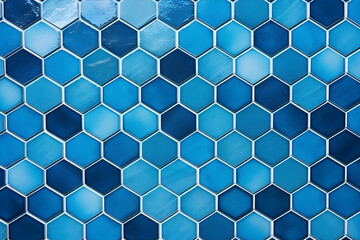 Blue hexagon tile wall chequered honeycomb background bathroom floor texture