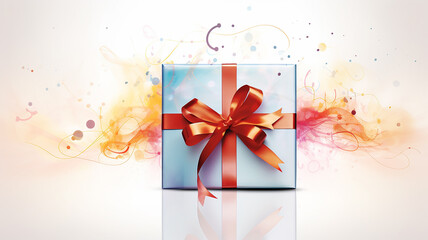 gift box tied with a beautiful ribbon greeting card