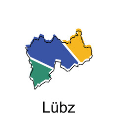 map of Lubz vector design template, national borders and important cities illustration