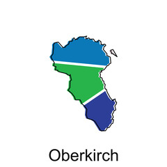 map of Oberkirch vector design template, national borders and important cities illustration design