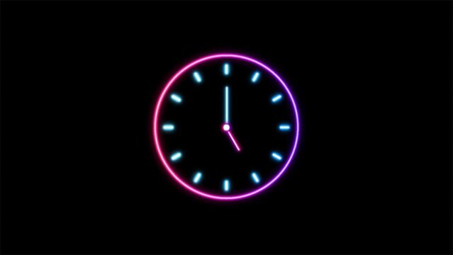 12 hour animation in neon light style.