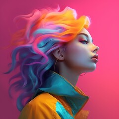 Illustration of a fashion portrait,  AI Generated