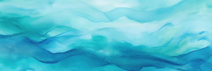 Fototapeta na wymiar Turquoise Abstract Watercolor Background - Elegance and Beauty in Sea Waves Gradient