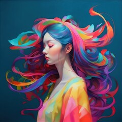 Illustration of a fashion portrait,  AI Generated