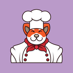 cute chef mascot logo icon shiba inu cartoon character
