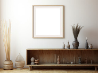 Mockup with frame close in a minimalist desert