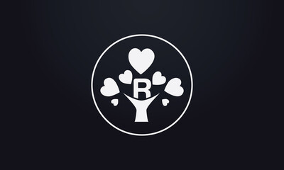 Heart sign tree. Heart symbol tree circle. Love tree logo and happiness sign icon. Healthy heart logo and Valentine love