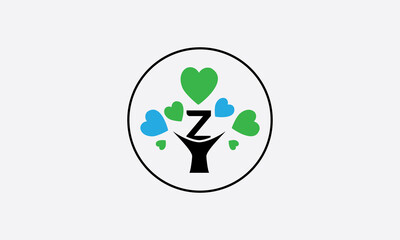 Heart sign tree. Heart symbol tree circle. Love tree logo and happiness sign icon. Healthy heart logo and Valentine love