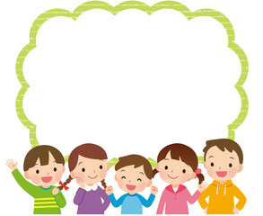 元気な子ども達　笑顔　コピースペース