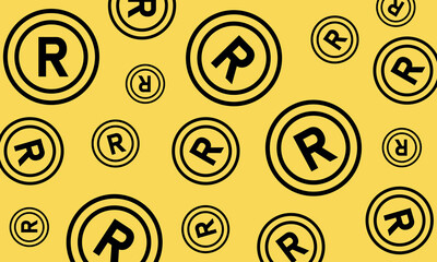 Registered Trademark Icon, Letter R Symbol Seamless Pattern. Vector ilustration
