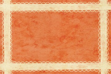 Obraz premium レース模様のフレームイラスト オレンジの下地