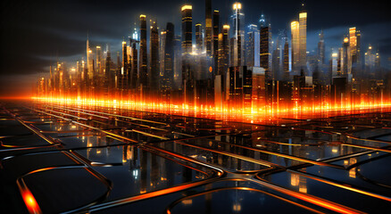 Fototapeta na wymiar a computer rendering is shown behind an orange and black background
