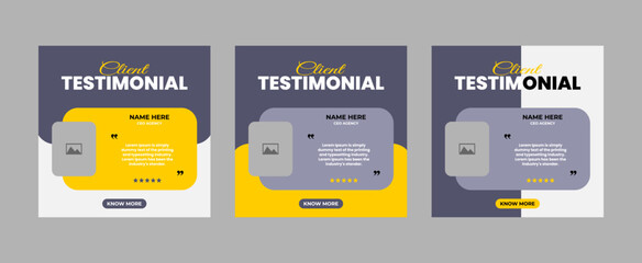 Client or customer testimonials feedback social media post web banner template
