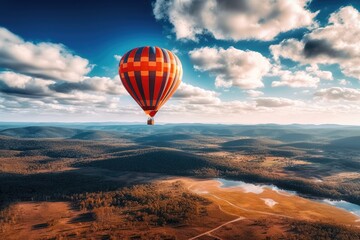Hot air balloon ride over scenic landscape