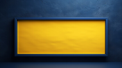 bright yellow rectangular frame on a blue background.