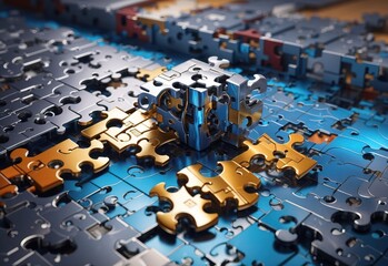 The Cybersecurity Puzzle Putting the Pieces Together for Maximum Protection - obrazy, fototapety, plakaty