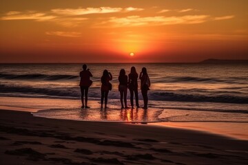 Tourists enjoying the sunset