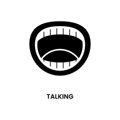 Talking icon in black fill style. Design element of International Literacy Day. Vector illustration logo template in trendy flat design style. Editable graphic resources for many purposes.