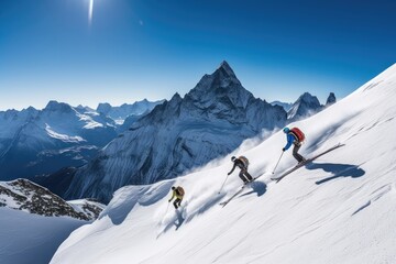Skiing in the Alps - obrazy, fototapety, plakaty