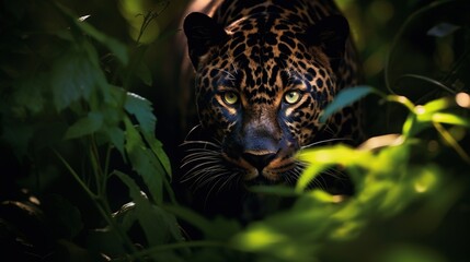  a close up of a leopard in a field of grass.  generative ai