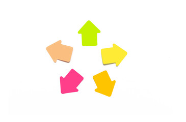 Paper stickers in the form of arrows multi-colored on a white background