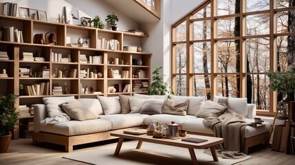 Fototapeta na wymiar modern living room, generative AI 