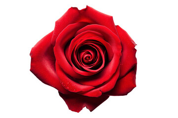 Red colored rose flower on transparent background. 