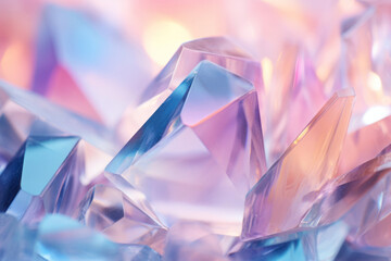 Macro shot of crystal facets showcasing pastel color