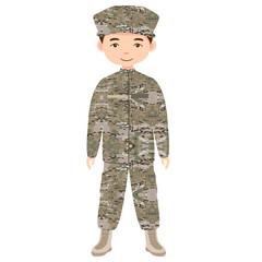 character of soldier. men flat cartoon character design. US Army soldiers Isolated.