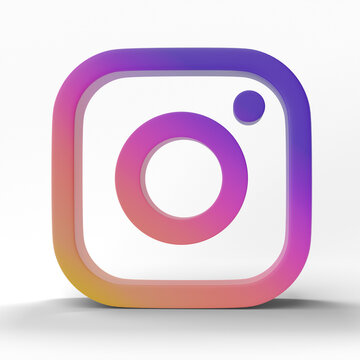 3D render, instagram logo icon isolated on transparent background.
