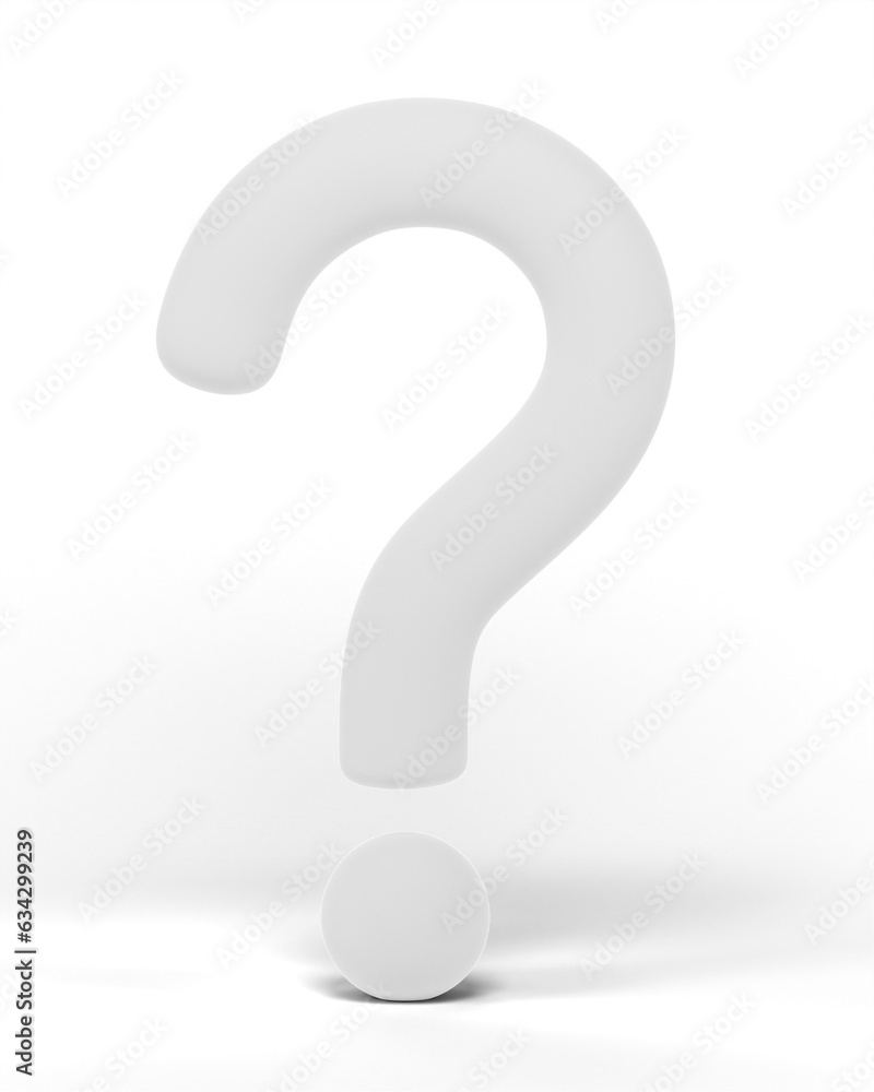 Poster 3d question mark icon or ask faq answer solution isolated on transparent background png file.
