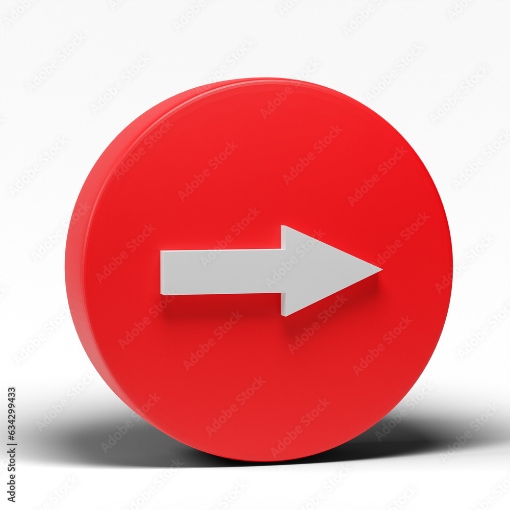 Poster 3d rendering, arrow pointer in circle isolated on transparent background. cartoon minimal style.