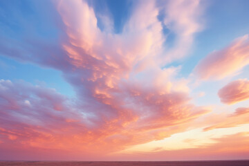 Obraz premium Psychedelic Cloudscape: A dance of iridescent clouds against a pastel sky