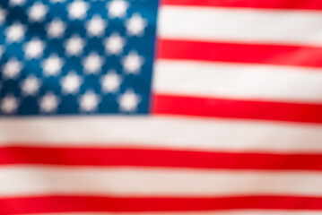 American flag as a background. Blurred background.