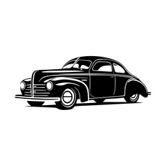 Vector Illustration of a Classic car with lines drawing for logo,icon, black and white