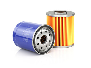 Car Oil filters isolated on white. Automobile spare part