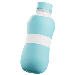 3d water bottle illustration with transparetnt background