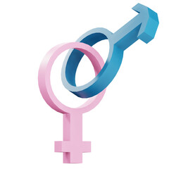 3d gender illustration with transparetnt background