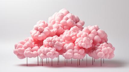 pink delicate 3d clouds on a white background graphics idea message poster copy space.