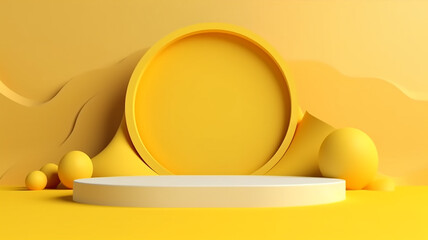 yellow 3d podium abstract background presentation. - obrazy, fototapety, plakaty