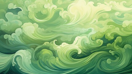 Fototapeta na wymiar Waves in Green Colors.