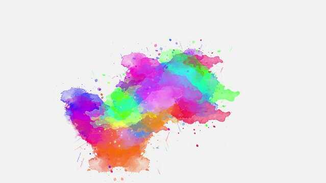 Slowmotion Watercolor paint brush stroke ink splatter compositing