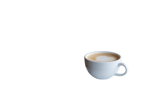 Steaming Hot Coffee in a White Cup - Isolated on a White Background