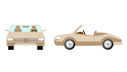 Stof per meter Cabriolet side view and front view. Isolated template of cabriolet car on white. Retro automobile in flat style. © EVGENIY