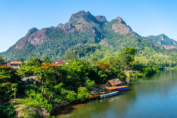 countryside town of nong khiaw in laos