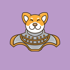 amazing warrior knight shiba inu dog mascot logo cartoon character