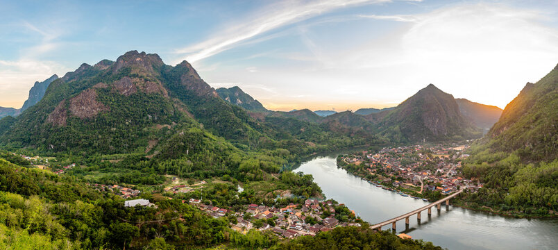 countryside town of nong khiaw in laos